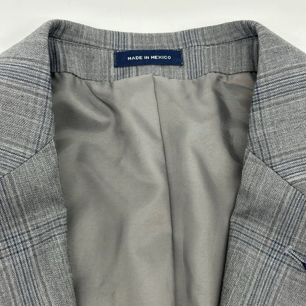 Stafford Cool Max Classic Fit Size 40R Gray Navy Plaid 2-Button Suit Jacket NWT